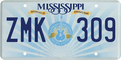 MS license plate ZMK309