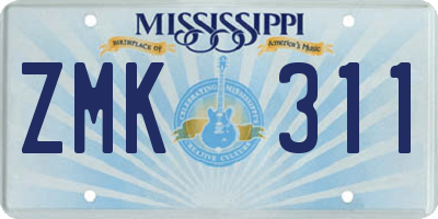 MS license plate ZMK311
