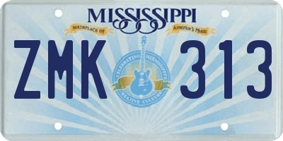 MS license plate ZMK313