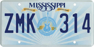 MS license plate ZMK314