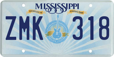 MS license plate ZMK318