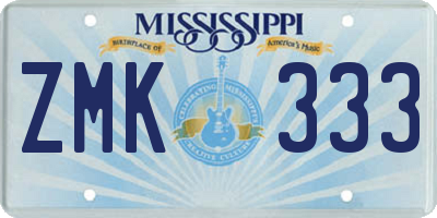 MS license plate ZMK333