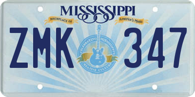 MS license plate ZMK347