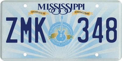 MS license plate ZMK348