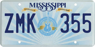 MS license plate ZMK355
