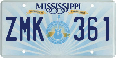 MS license plate ZMK361