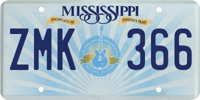 MS license plate ZMK366