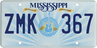 MS license plate ZMK367