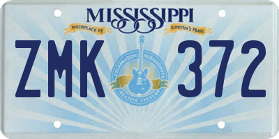 MS license plate ZMK372