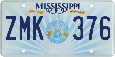 MS license plate ZMK376