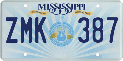 MS license plate ZMK387