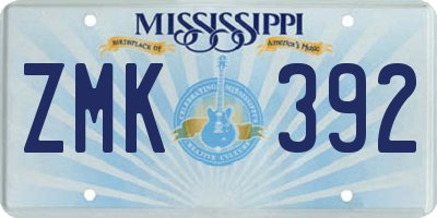 MS license plate ZMK392
