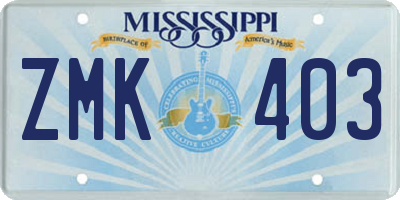 MS license plate ZMK403