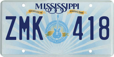 MS license plate ZMK418