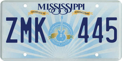 MS license plate ZMK445