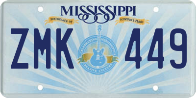 MS license plate ZMK449