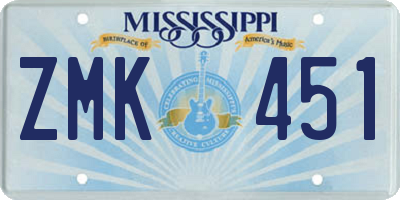 MS license plate ZMK451