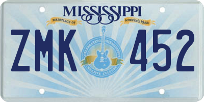 MS license plate ZMK452