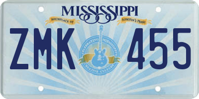 MS license plate ZMK455