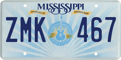MS license plate ZMK467