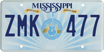 MS license plate ZMK477