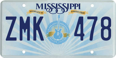 MS license plate ZMK478