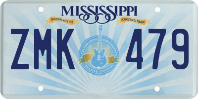 MS license plate ZMK479