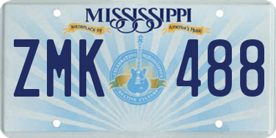 MS license plate ZMK488