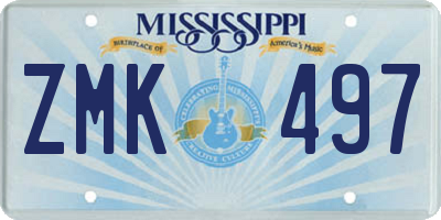 MS license plate ZMK497