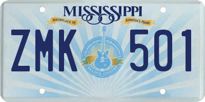 MS license plate ZMK501