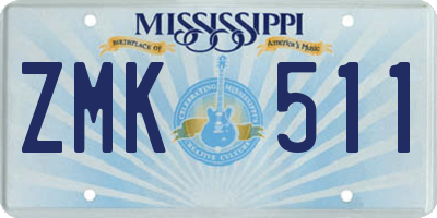 MS license plate ZMK511