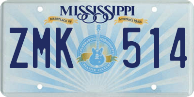 MS license plate ZMK514