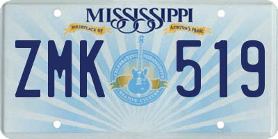 MS license plate ZMK519