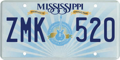 MS license plate ZMK520