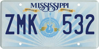 MS license plate ZMK532