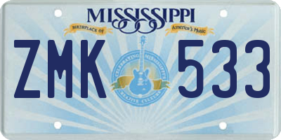 MS license plate ZMK533