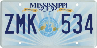 MS license plate ZMK534