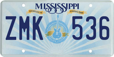 MS license plate ZMK536