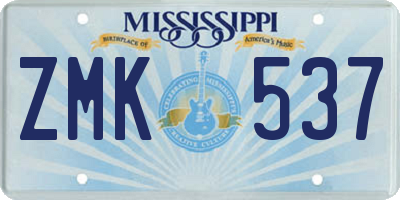 MS license plate ZMK537