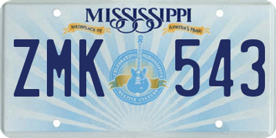 MS license plate ZMK543