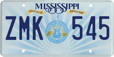 MS license plate ZMK545