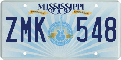 MS license plate ZMK548
