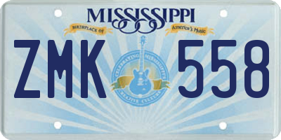 MS license plate ZMK558