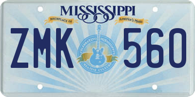 MS license plate ZMK560