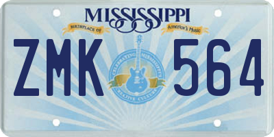 MS license plate ZMK564