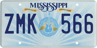 MS license plate ZMK566