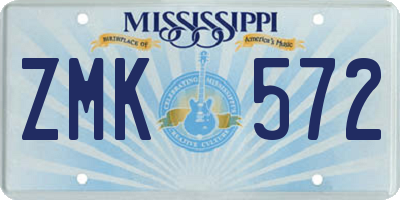 MS license plate ZMK572
