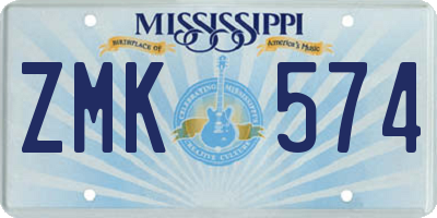 MS license plate ZMK574