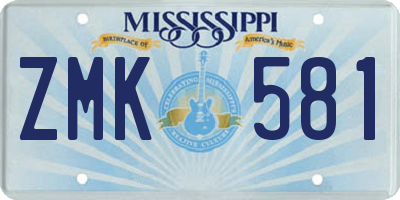 MS license plate ZMK581