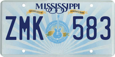 MS license plate ZMK583